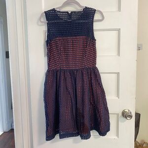 Dress mid thigh navy and coral French Connection